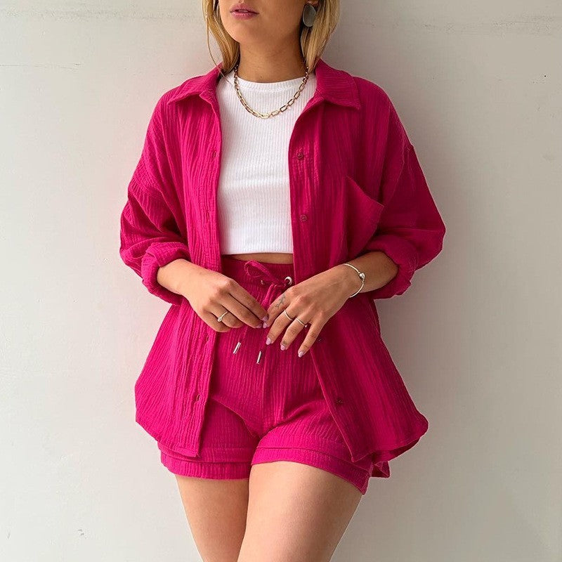 Rosavina® | Set Chic en Coton Gaufré Printemps-Été