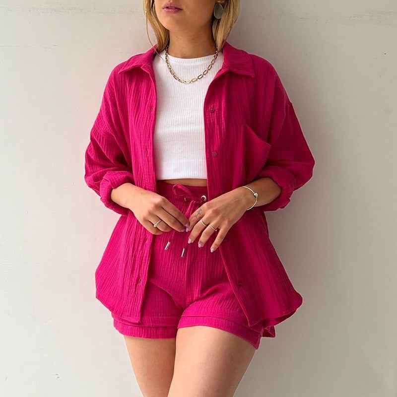 Rosavina® | Set Chic en Coton Gaufré Printemps-Été