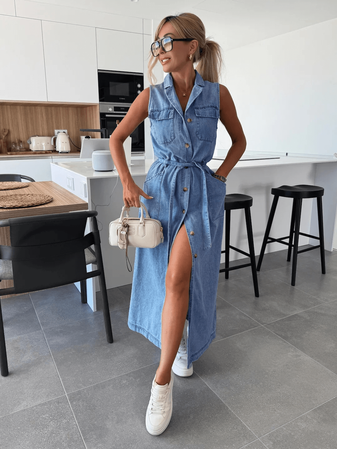 Selvaggia® | Robe Chemise Denim Élégance Urbaine