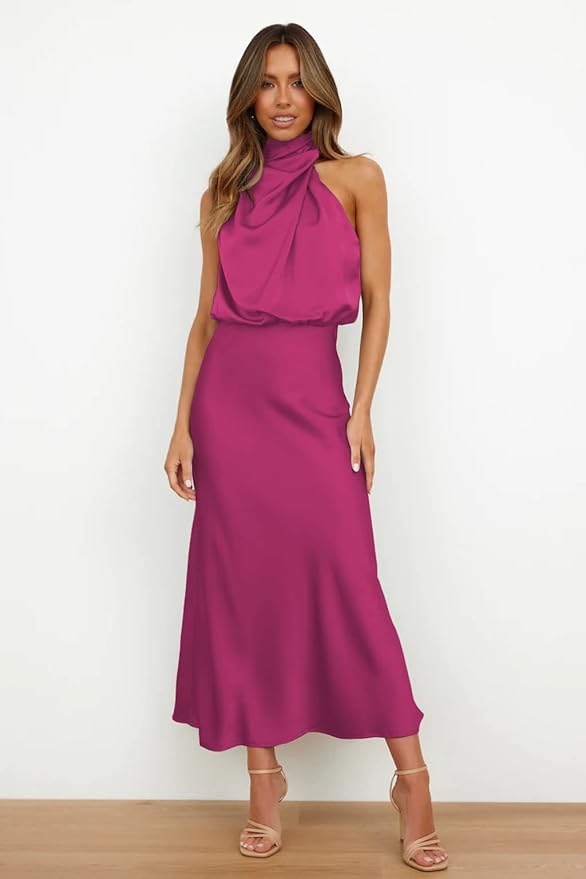 Orivelle® | Robe Longue Drapée Col Montant Chic Soirée