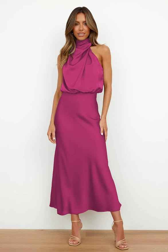 Orivelle® | Robe Longue Drapée Col Montant Chic Soirée
