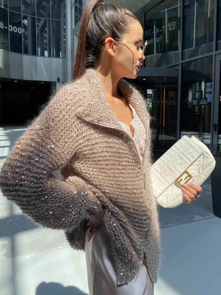 Nova® | Pull Zippé Tricoté à Sequins