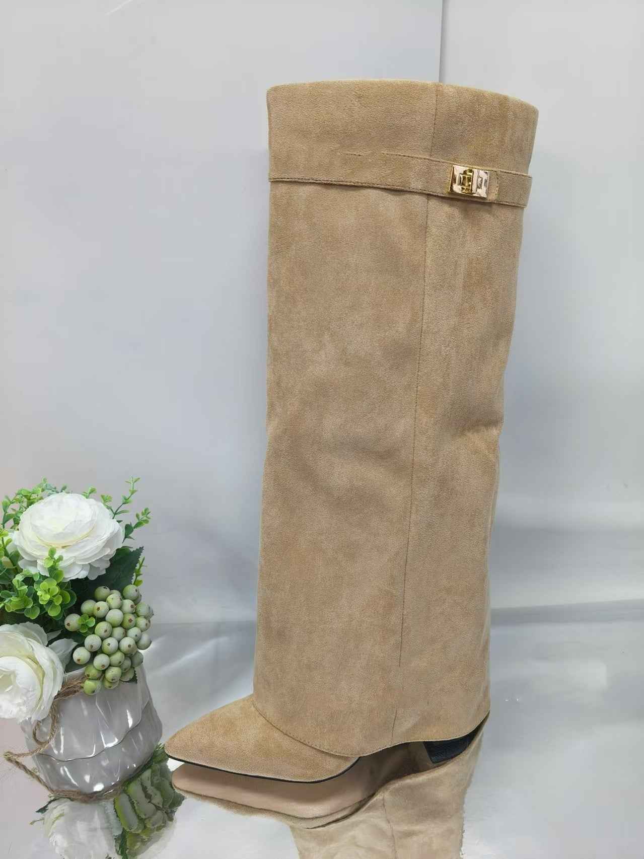 Bottes mi-mollet femme – style cavalier avec boucle