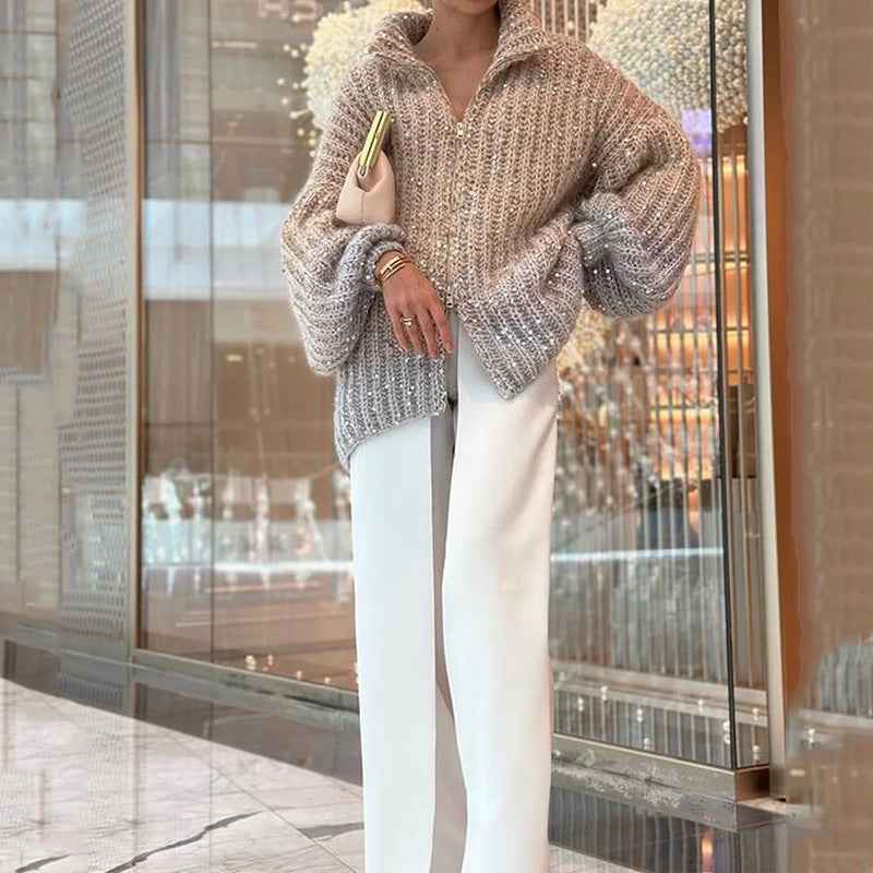 Nova® | Pull Zippé Tricoté à Sequins