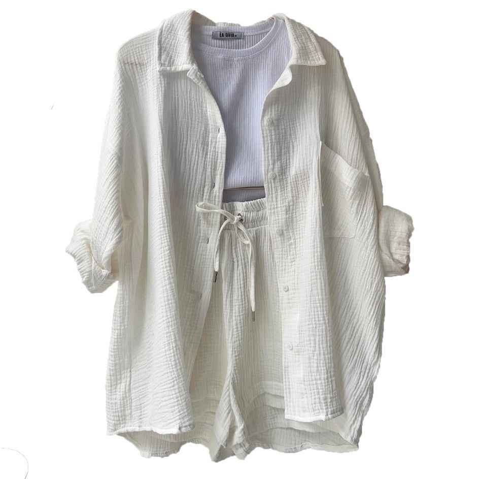 Rosavina® | Set Chic en Coton Gaufré Printemps-Été