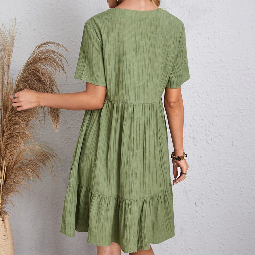 Naélune® | Robe Ample à Encolure V et Effet Froissé