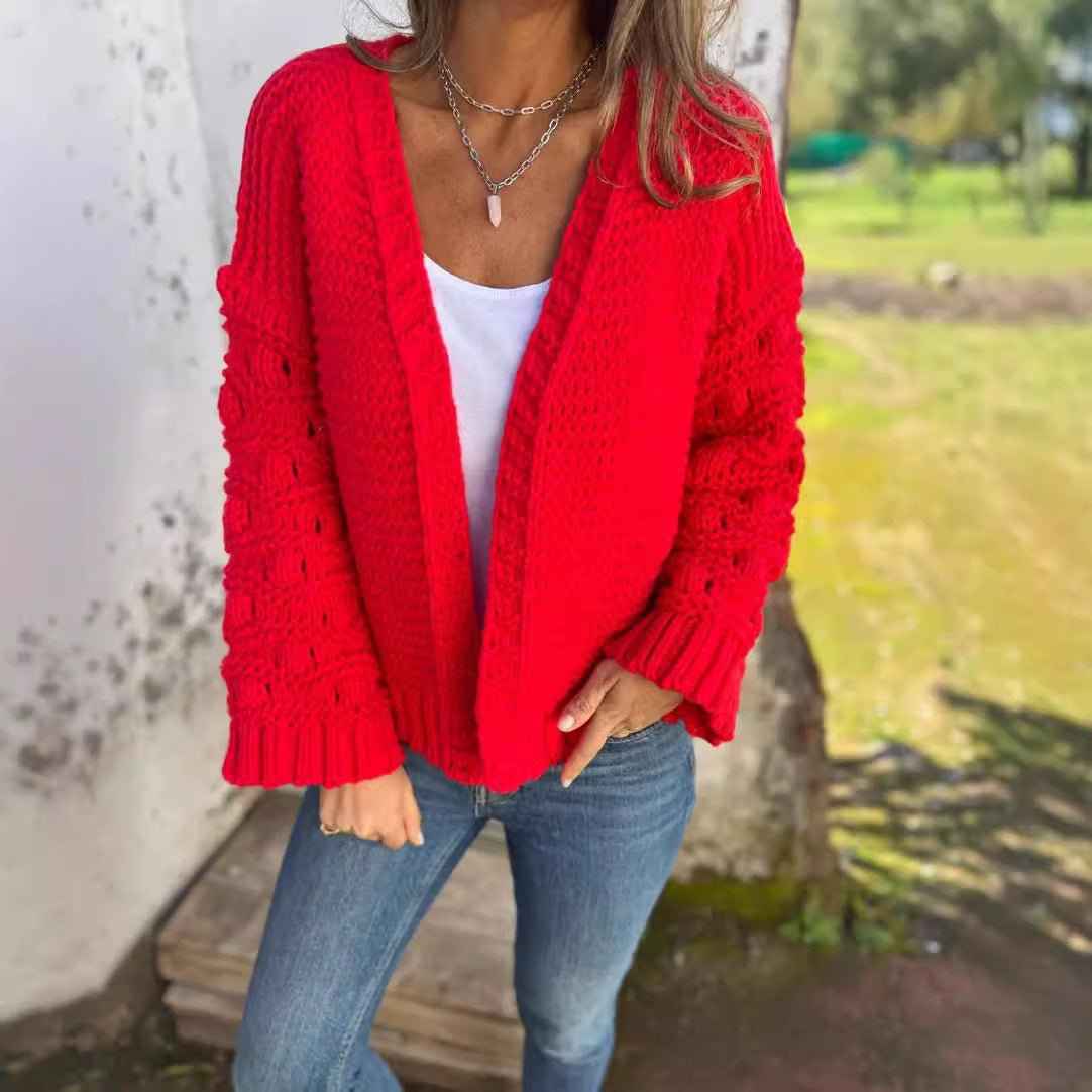 Cardigan d’hiver uni et élégant pour femme