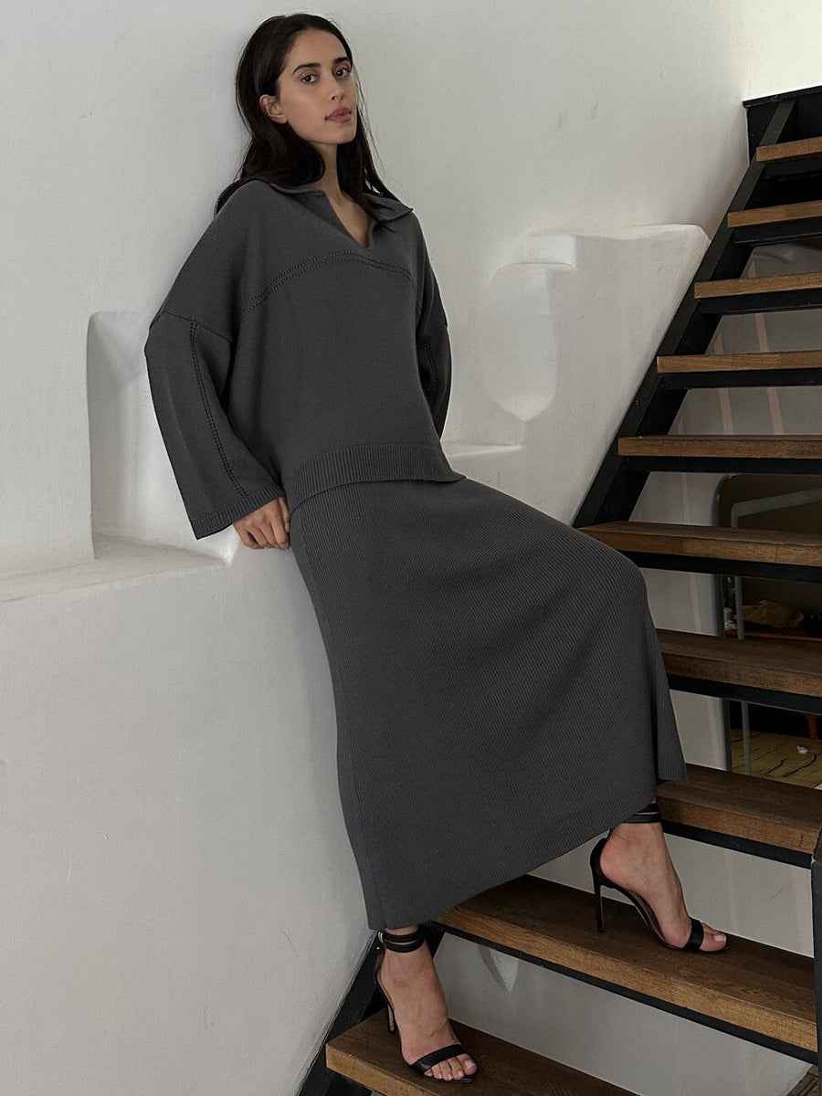 Seraphine® | Robe Chemise Longue Élégante à Manches Longues Cintrée
