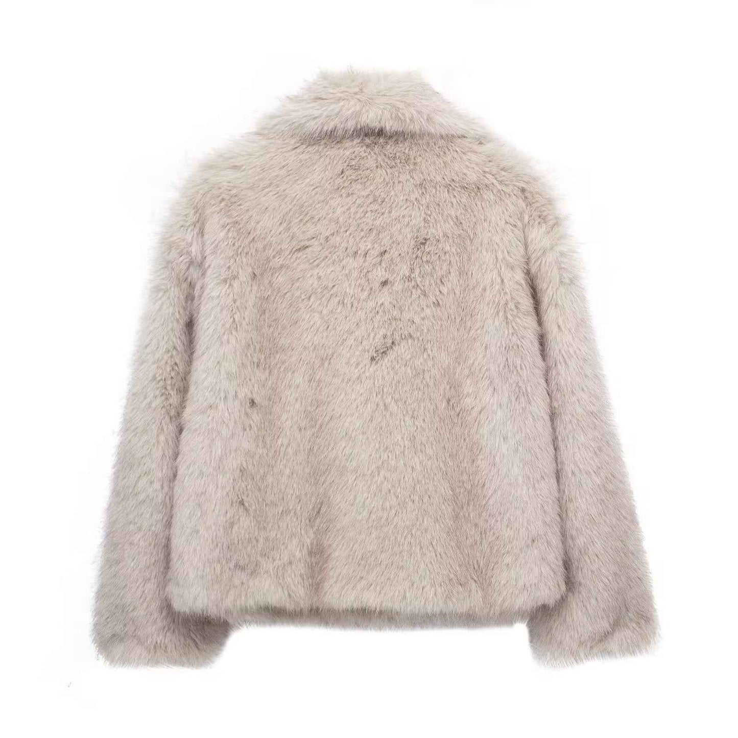Veste chaude femme en peluche, col à revers, style décontracté, manches longues