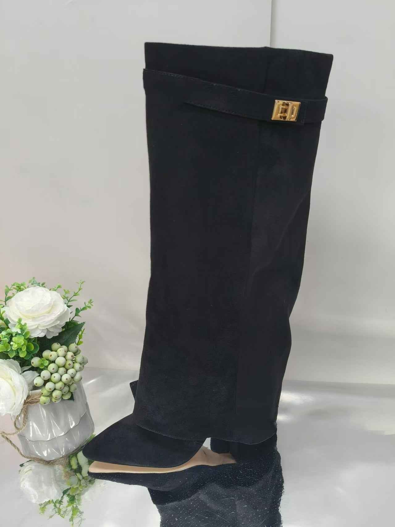 Bottes mi-mollet femme – style cavalier avec boucle