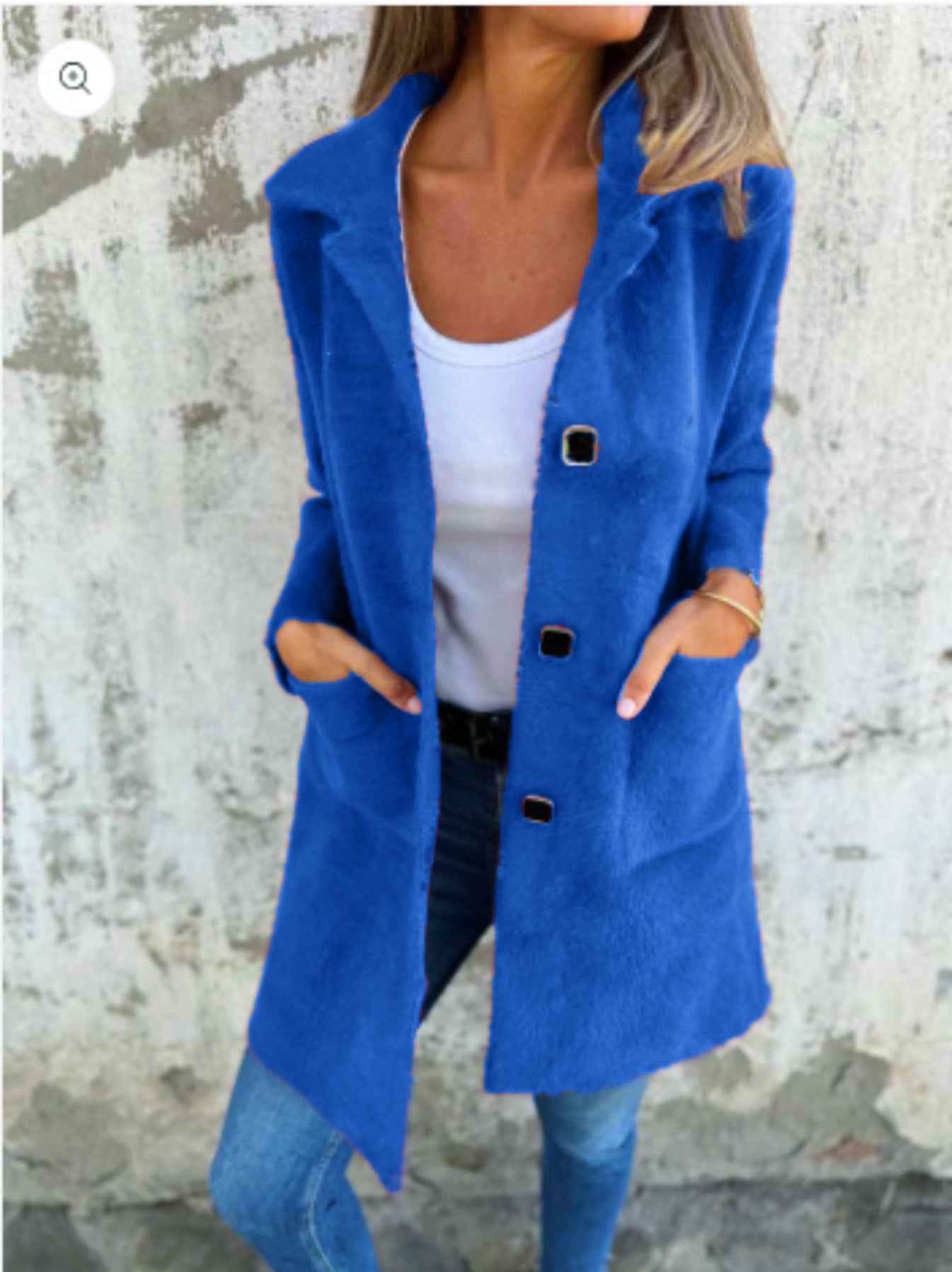 Manteau mi-long à poches et col polo à simple boutonnage