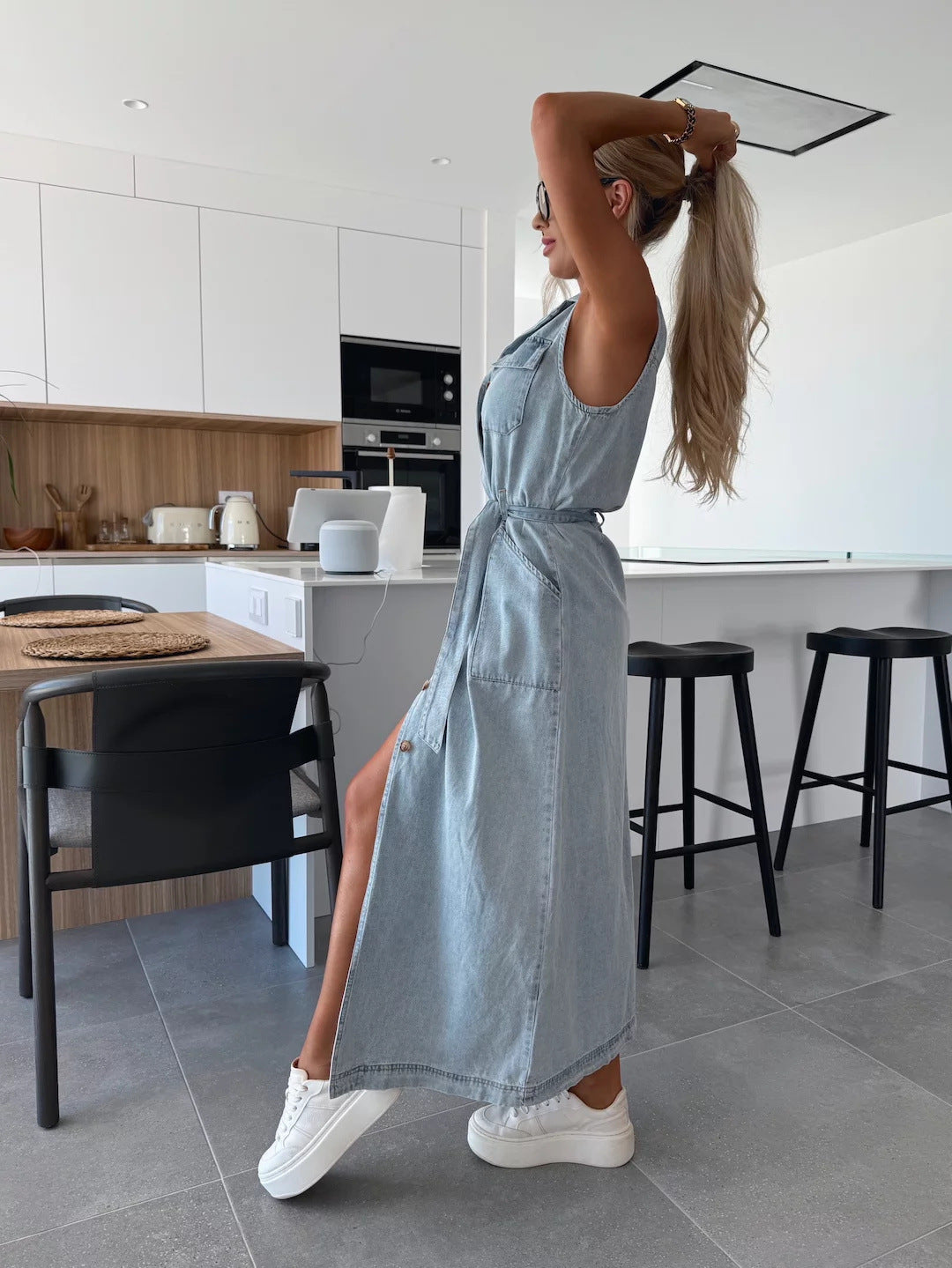 Selvaggia® | Robe Chemise Denim Élégance Urbaine