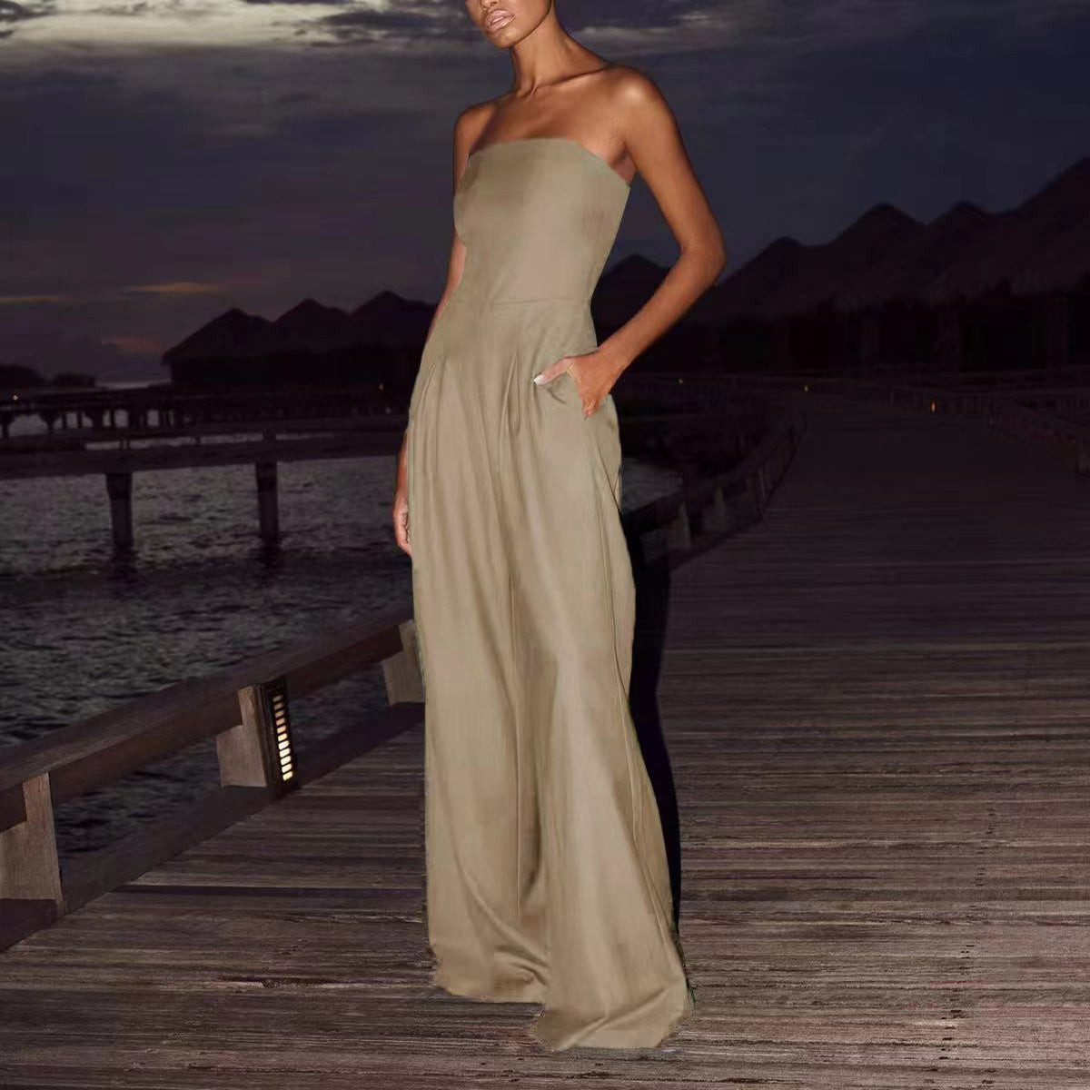 Celvarya® | Combinaison Bustier Évasée Élégance Nocturne
