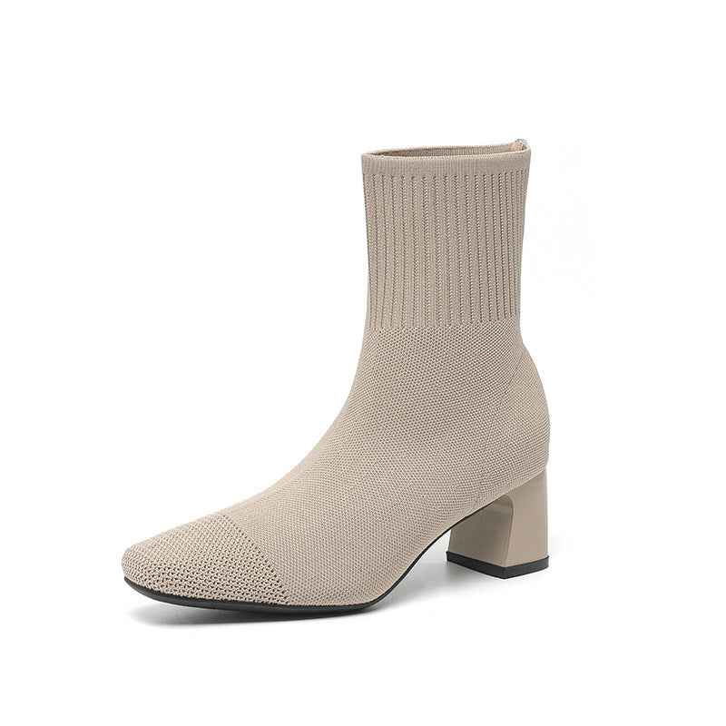 Vellora® | Bottes Élégantes Tricotées à Talons Épais