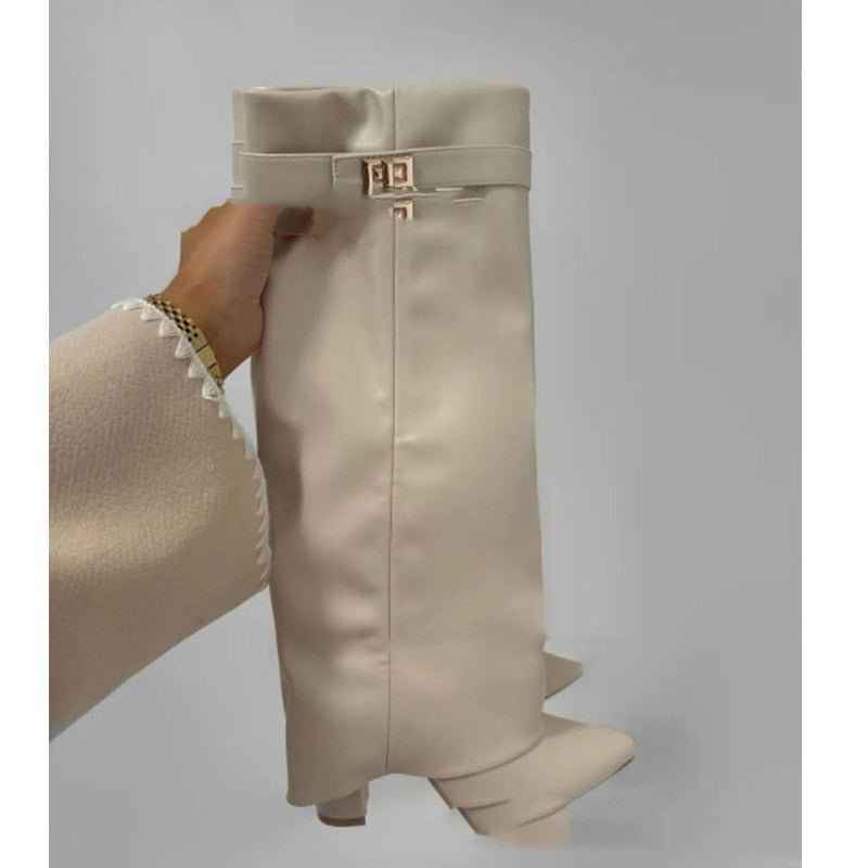 Bottes mi-mollet femme – style cavalier avec boucle