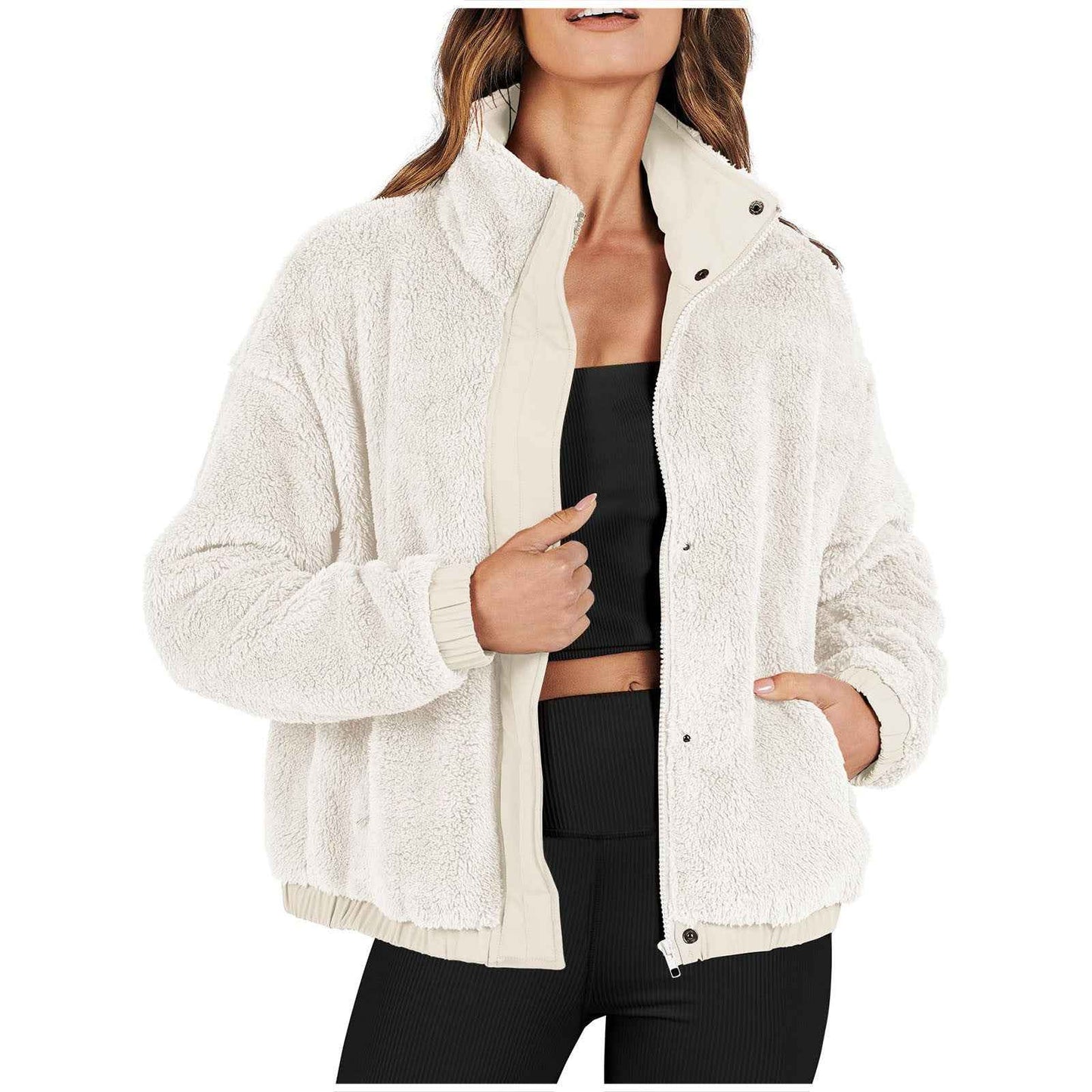 Veste décontractée ample en peluche douce et chaude