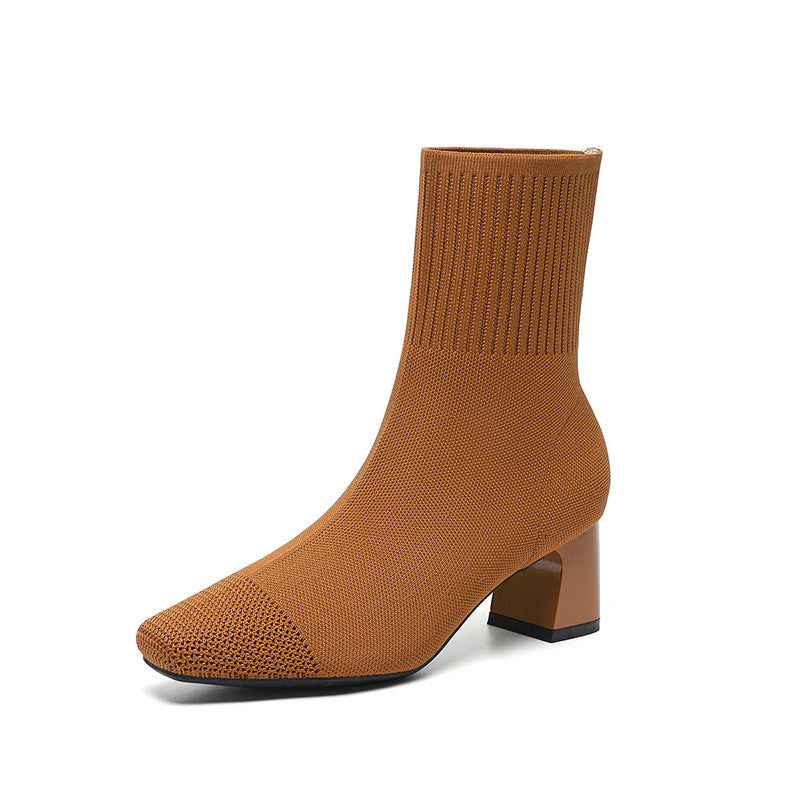 Vellora® | Bottes Élégantes Tricotées à Talons Épais