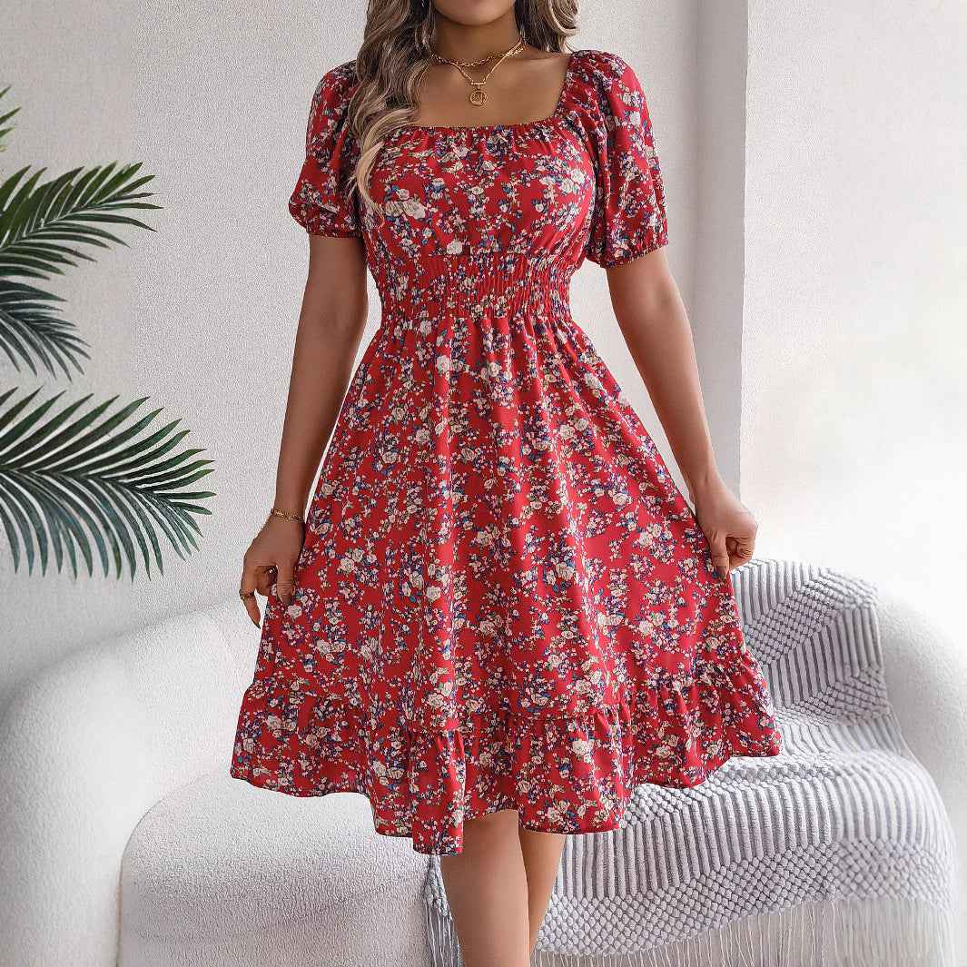 Ismara® | Robe Florale Col Carré Élégance d’Été