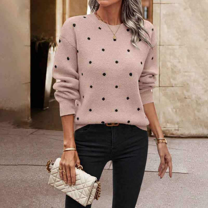 Celestia® | Pull Jacquard à Pois Élégant