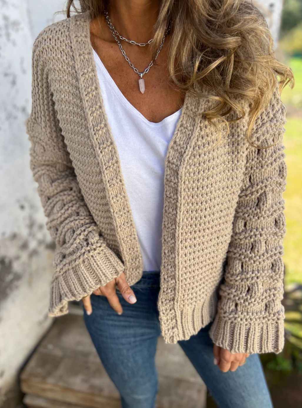 Cardigan d’hiver uni et élégant pour femme