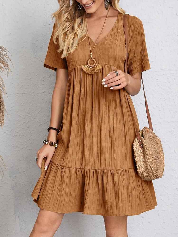 Naélune® | Robe Ample à Encolure V et Effet Froissé