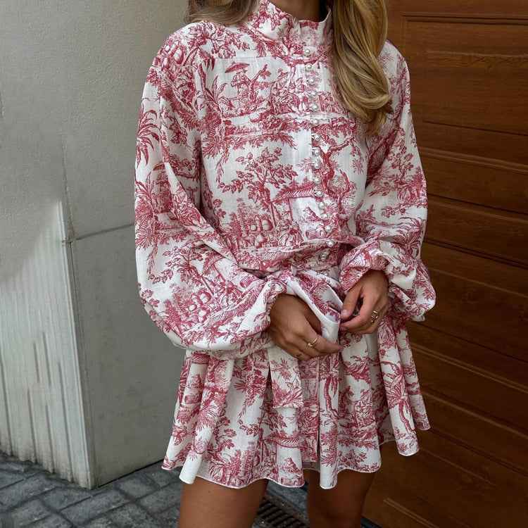 Callidora® | Robe Courte à Col Montant Imprimée