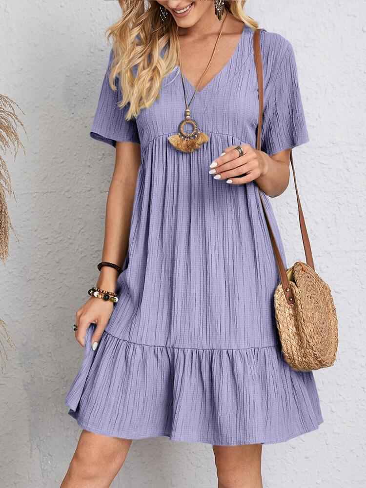 Naélune® | Robe Ample à Encolure V et Effet Froissé