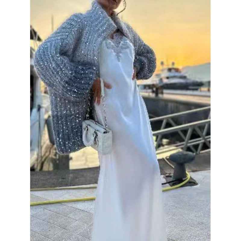 Nova® | Pull Zippé Tricoté à Sequins