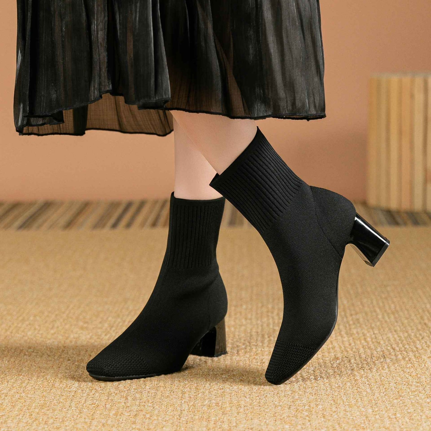 Vellora® | Bottes Élégantes Tricotées à Talons Épais