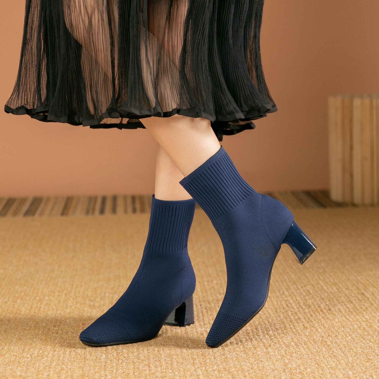 Vellora® | Bottes Élégantes Tricotées à Talons Épais