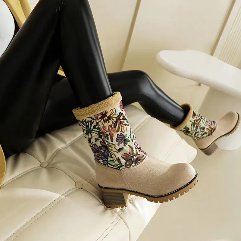 Amara® | Bottes Hivernales Brodées de Fleurs