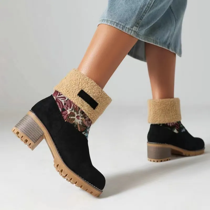 Amara® | Bottes Hivernales Brodées de Fleurs