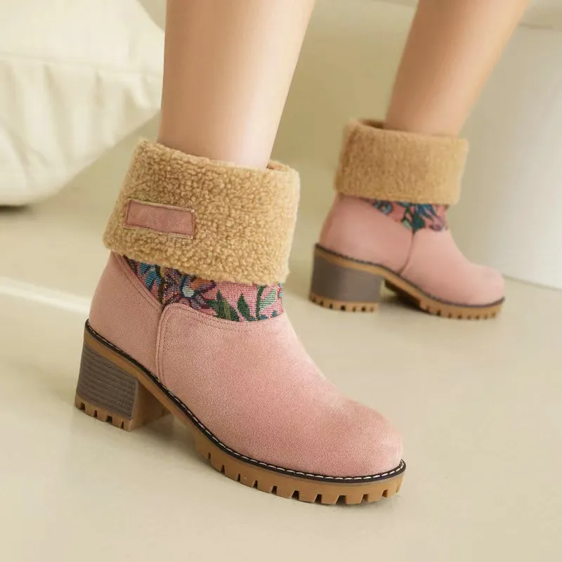 Amara® | Bottes Hivernales Brodées de Fleurs