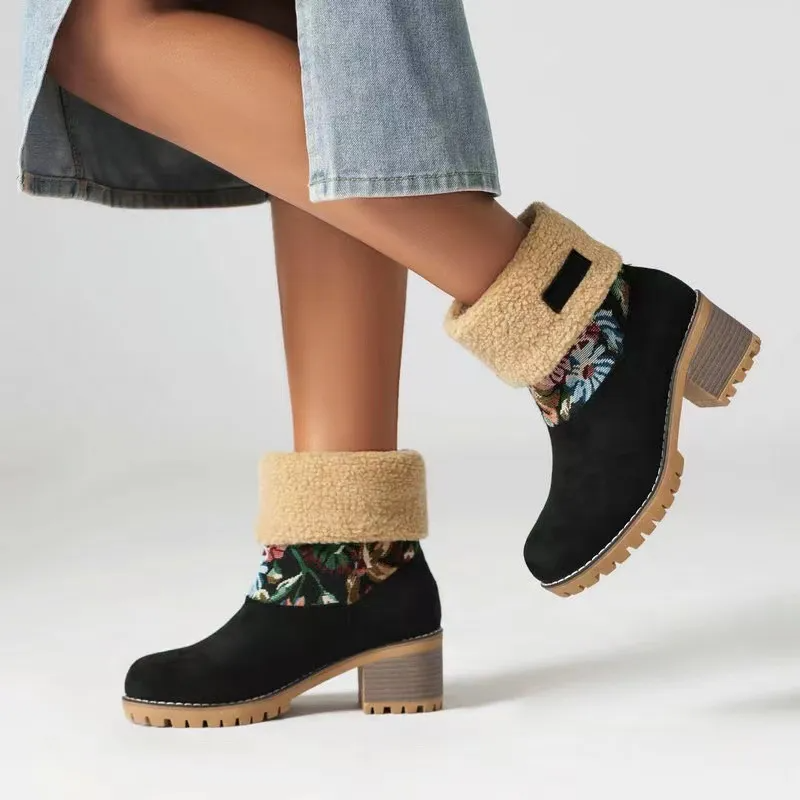 Amara® | Bottes Hivernales Brodées de Fleurs