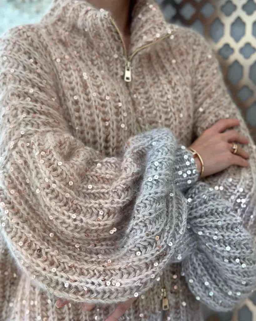 Nova® | Pull Zippé Tricoté à Sequins