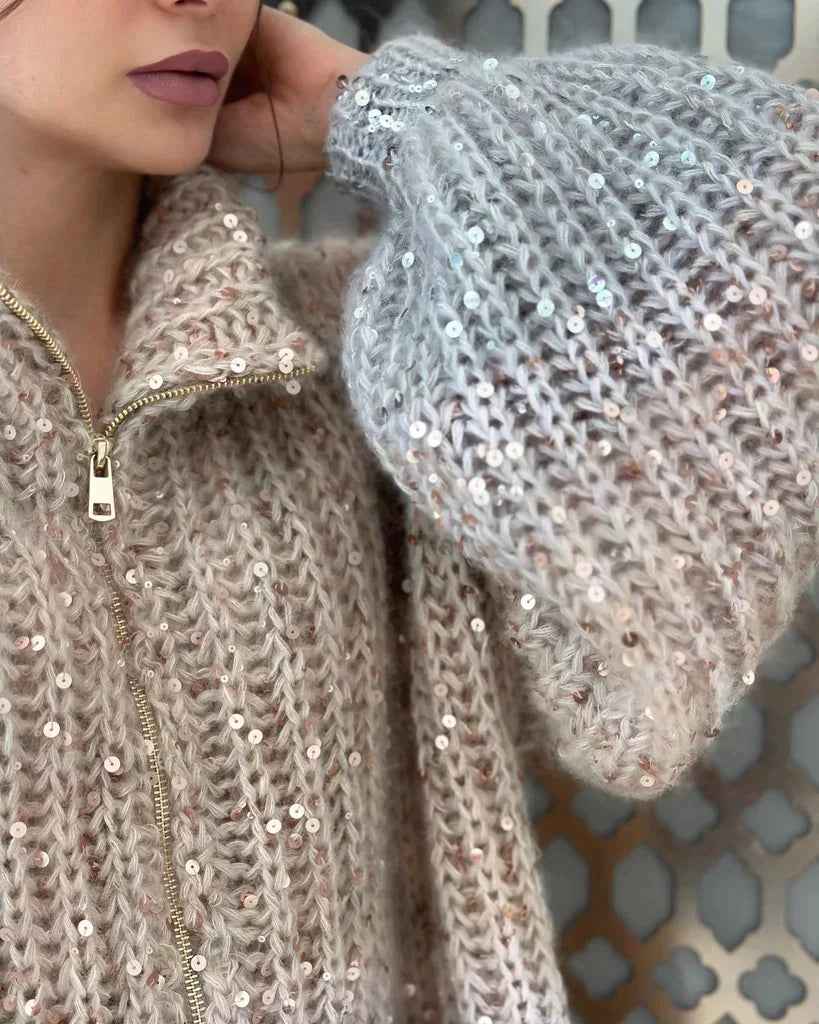 Nova® | Pull Zippé Tricoté à Sequins