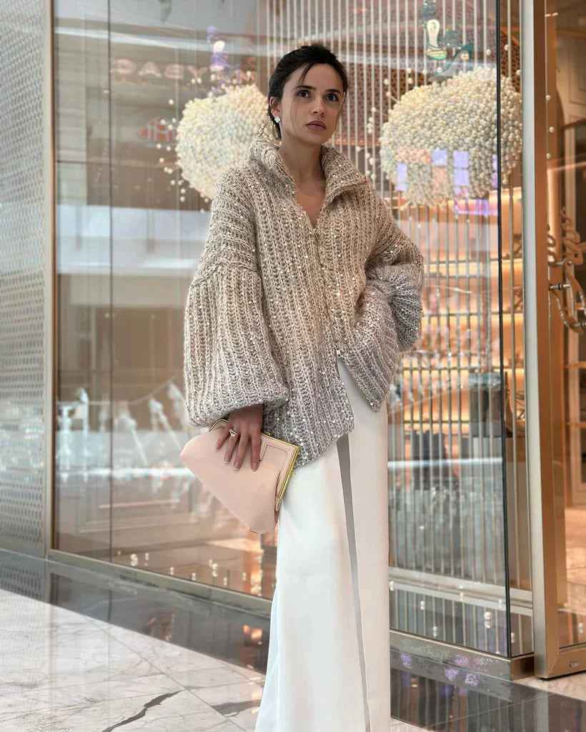 Nova® | Pull Zippé Tricoté à Sequins
