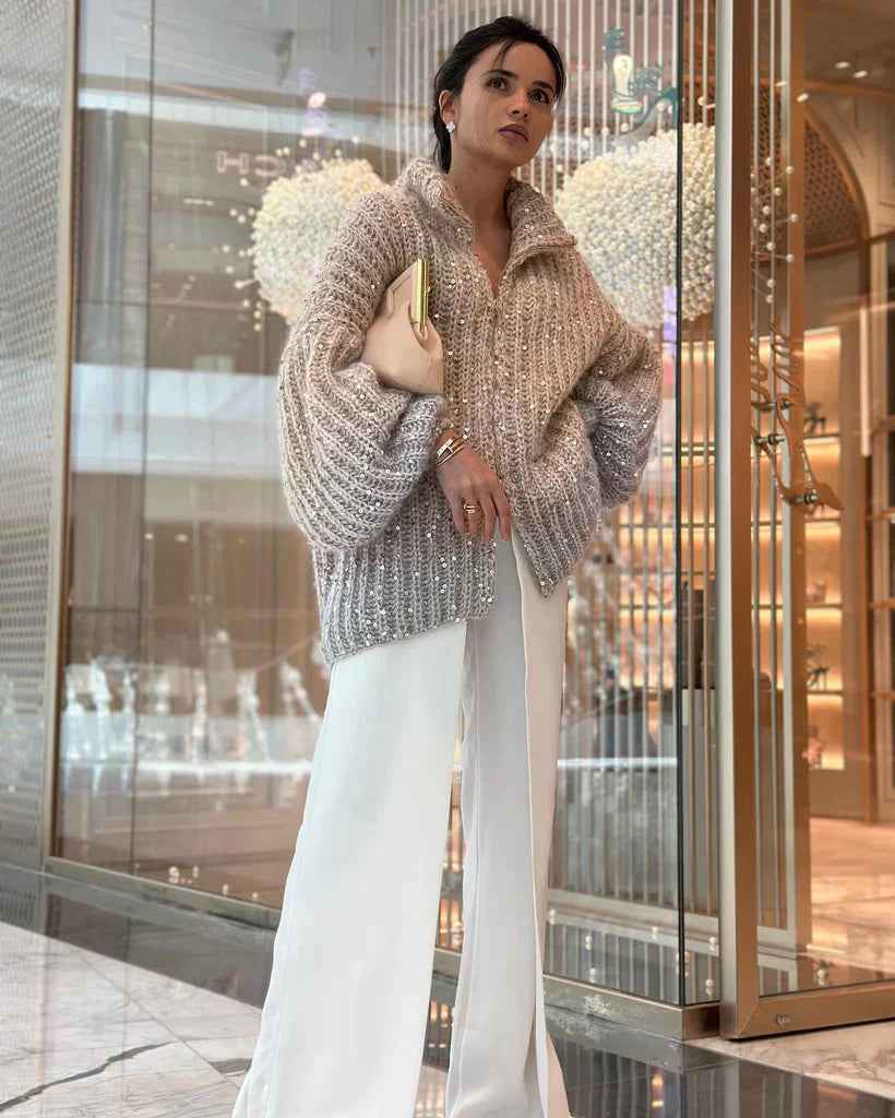 Nova® | Pull Zippé Tricoté à Sequins