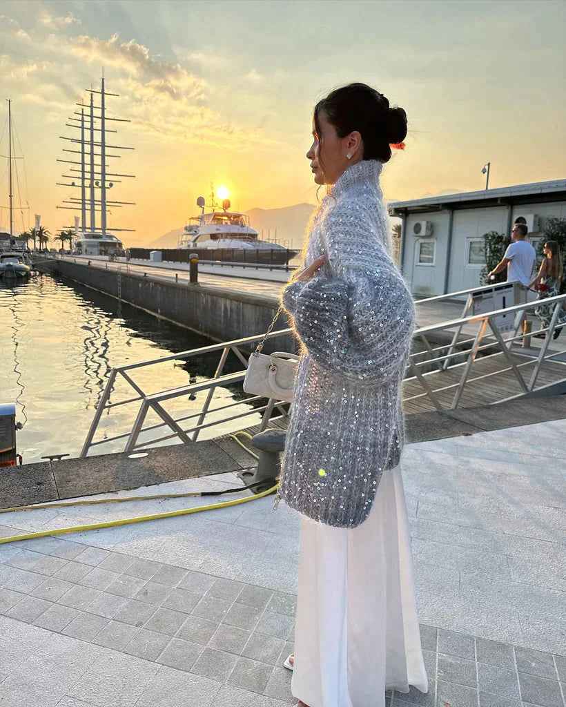 Nova® | Pull Zippé Tricoté à Sequins
