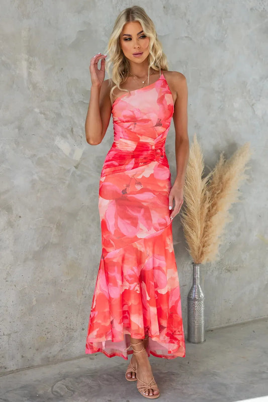 Solénya® | Robe Longue Fleurie Évasée à Bretelle Unique