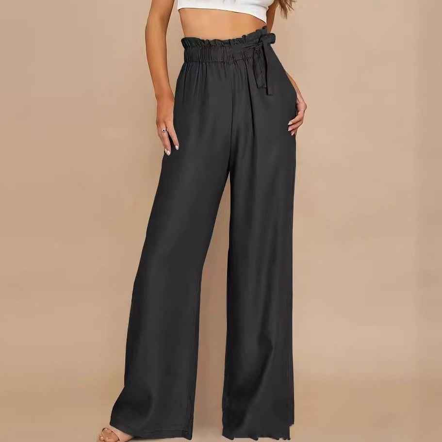 Pantalon ample grande taille uni à lacets