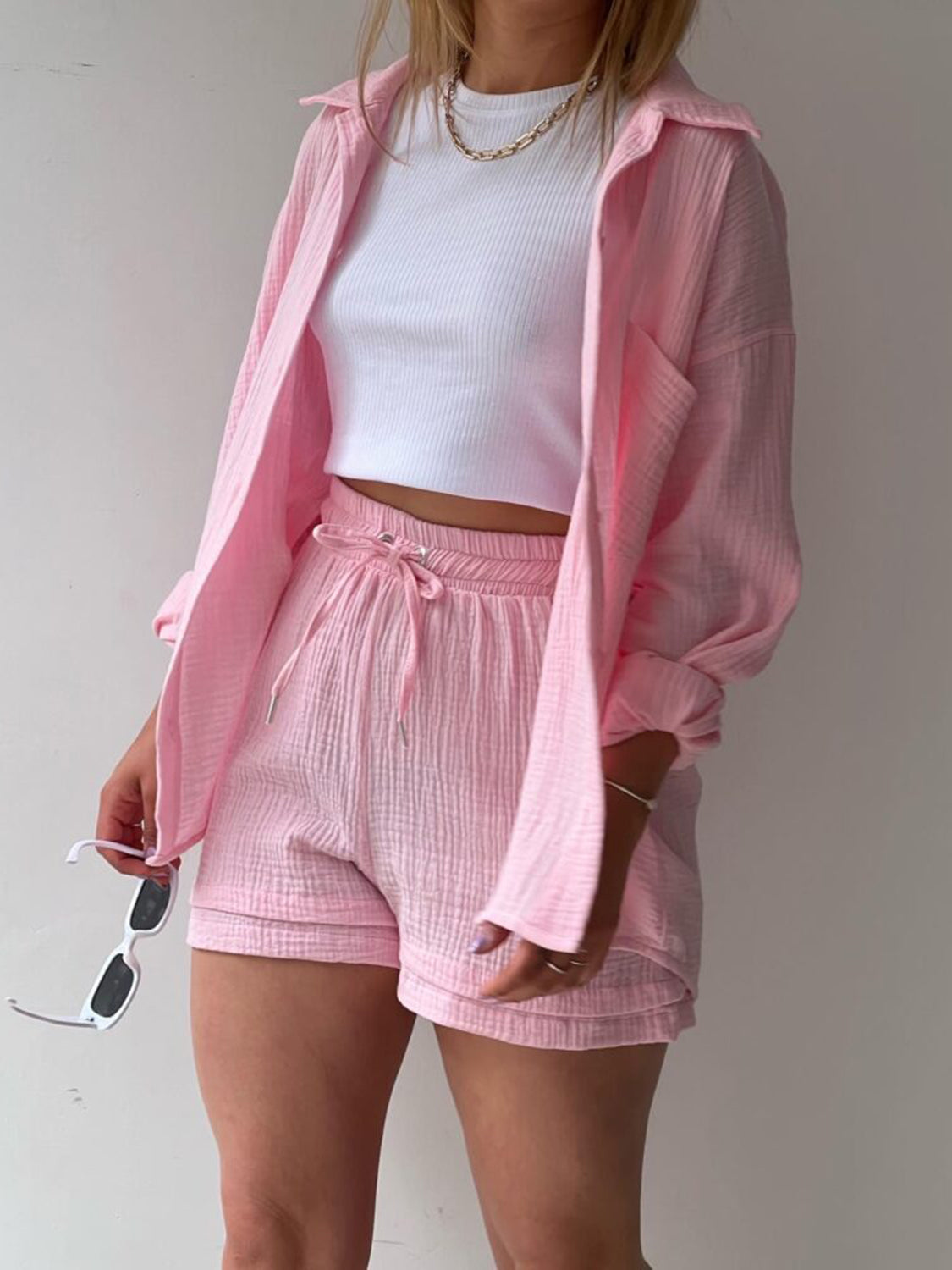 Rosavina® | Set Chic en Coton Gaufré Printemps-Été
