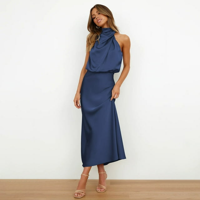 Orivelle® | Robe Longue Drapée Col Montant Chic Soirée
