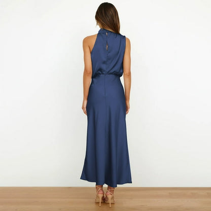 Orivelle® | Robe Longue Drapée Col Montant Chic Soirée