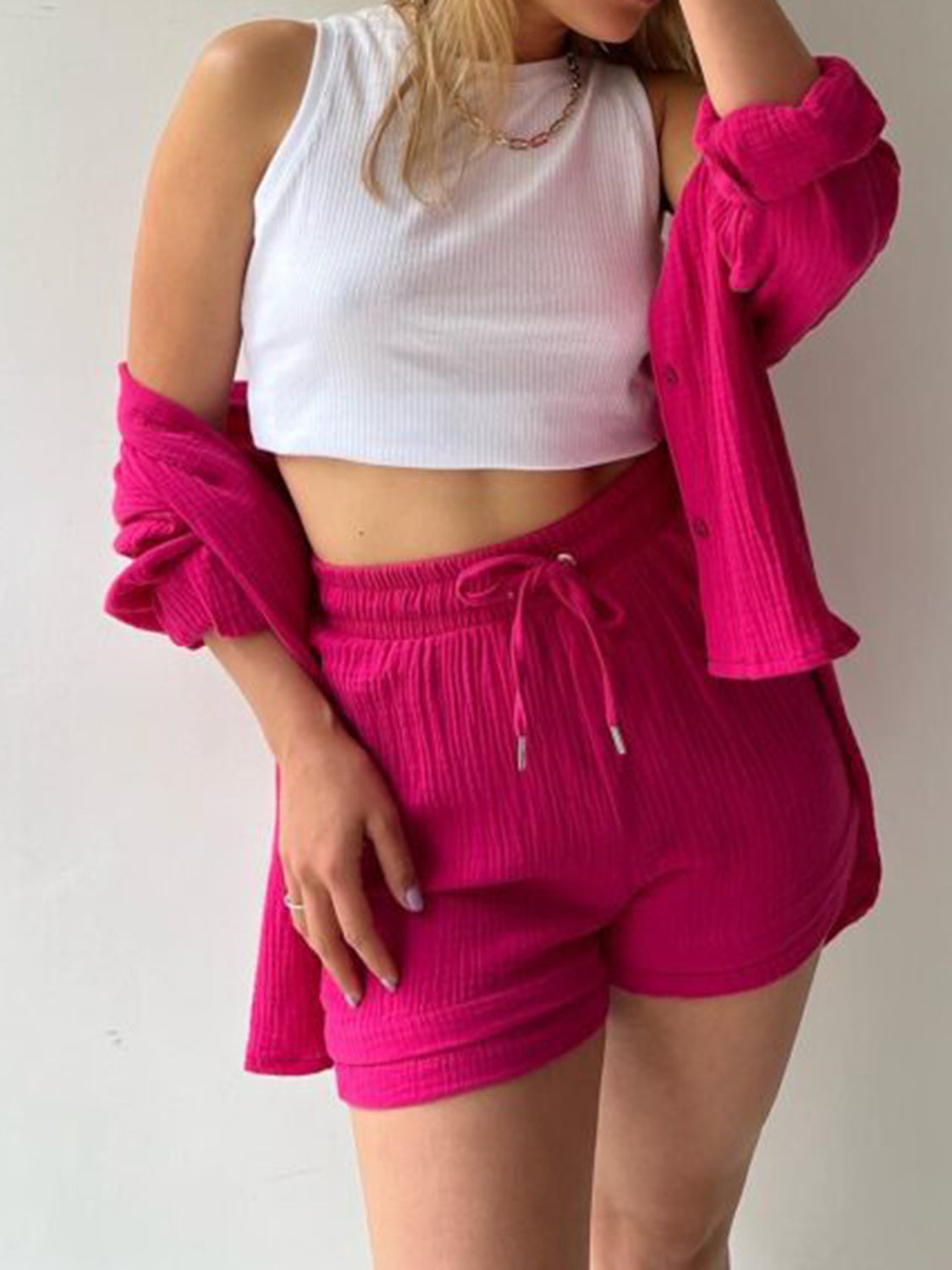 Rosavina® | Set Chic en Coton Gaufré Printemps-Été