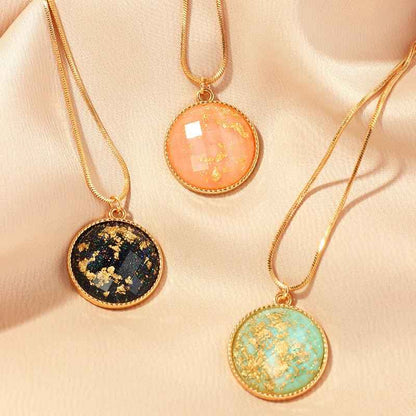 New Fashion Gold Foil Pendant Retro Color Hemisphere Necklace