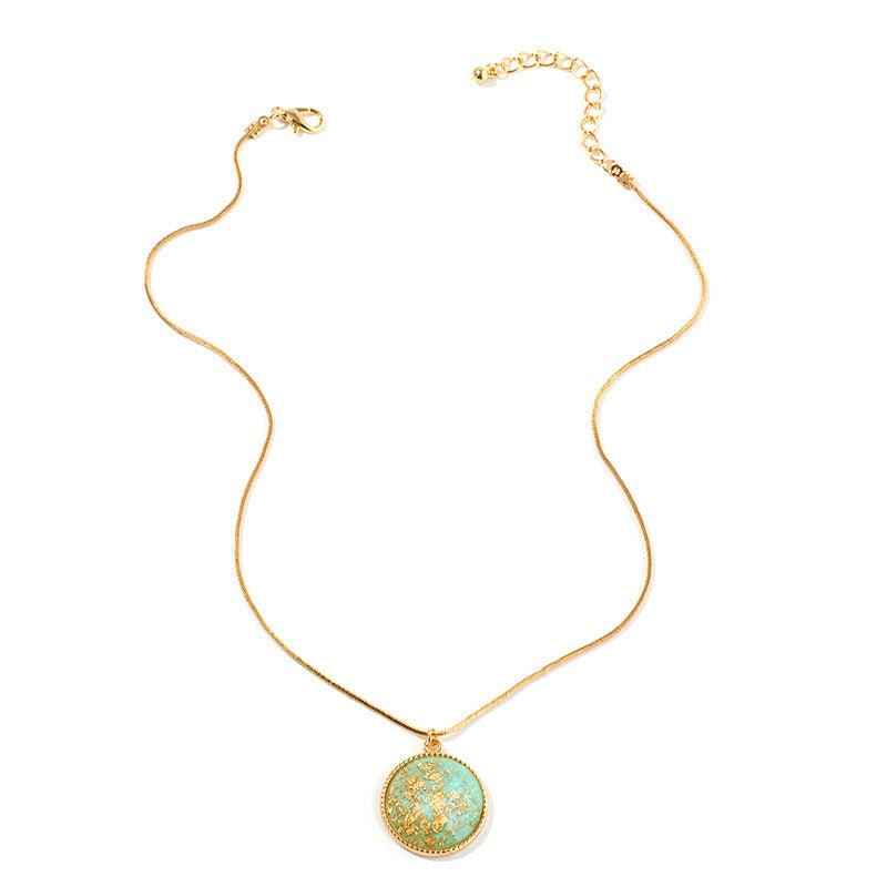 New Fashion Gold Foil Pendant Retro Color Hemisphere Necklace
