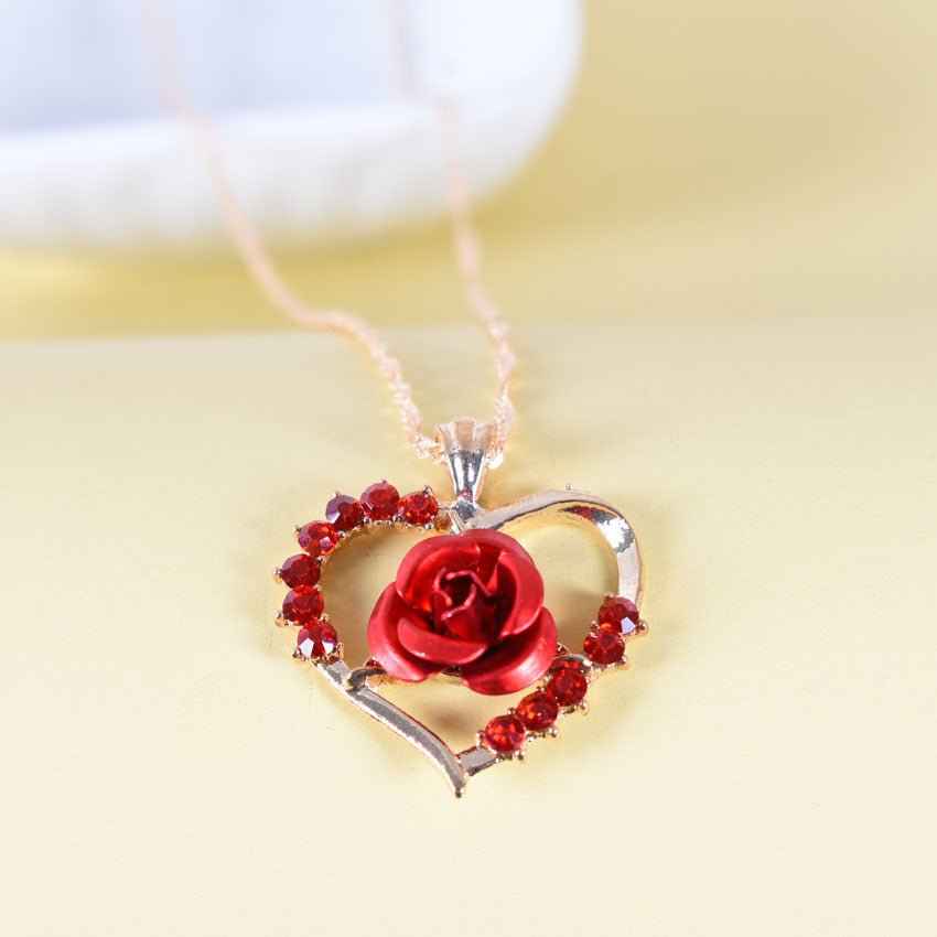 Rose Flower Necklace And Earrings Set European And American Fashion Ladies Gold-Plated Zircon Jewelry