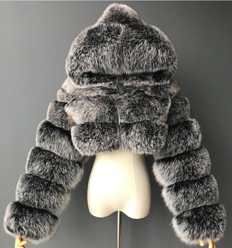 Angeline® | Manteau Court à Capuche en Fausse Fourrure