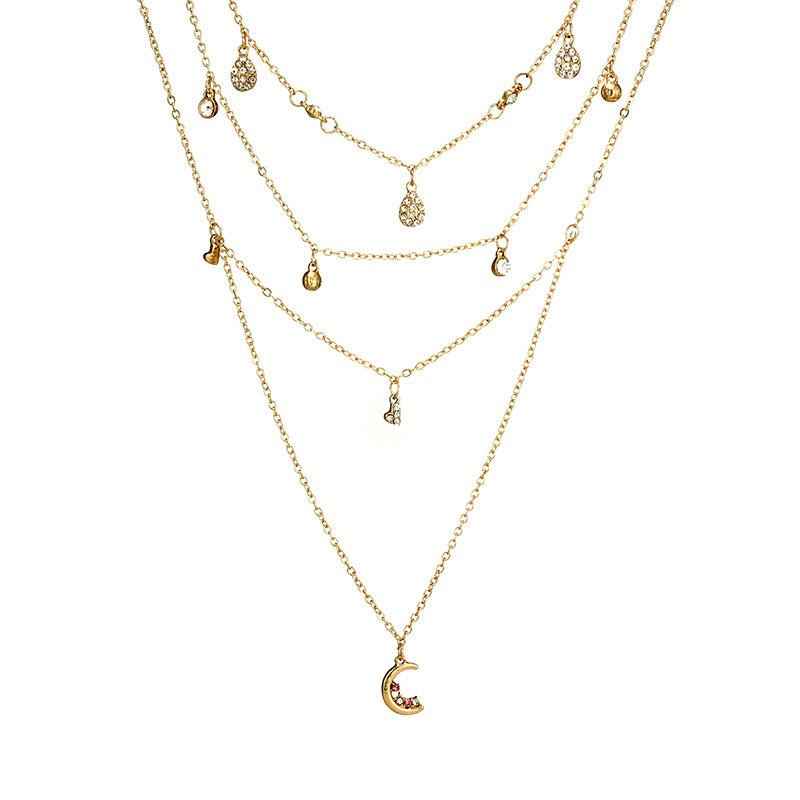 European And American Popular New Fashion Gold-plated Moon Star Necklace